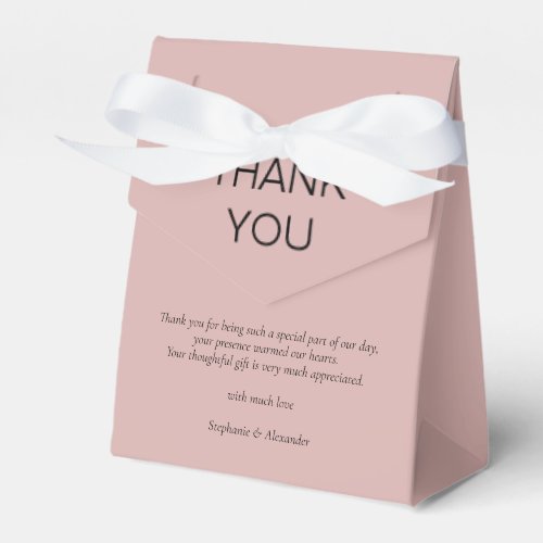 Simple Dusty Rose Pink Newlywed Wedding Thank You Favor Boxes