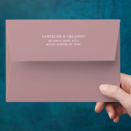 Simple Dusty Rose Pink Traditional Elegant Wedding Envelope