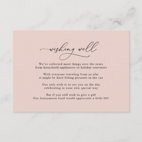 Simple Dusty Rose Pink Wishing Well Enclosure Card