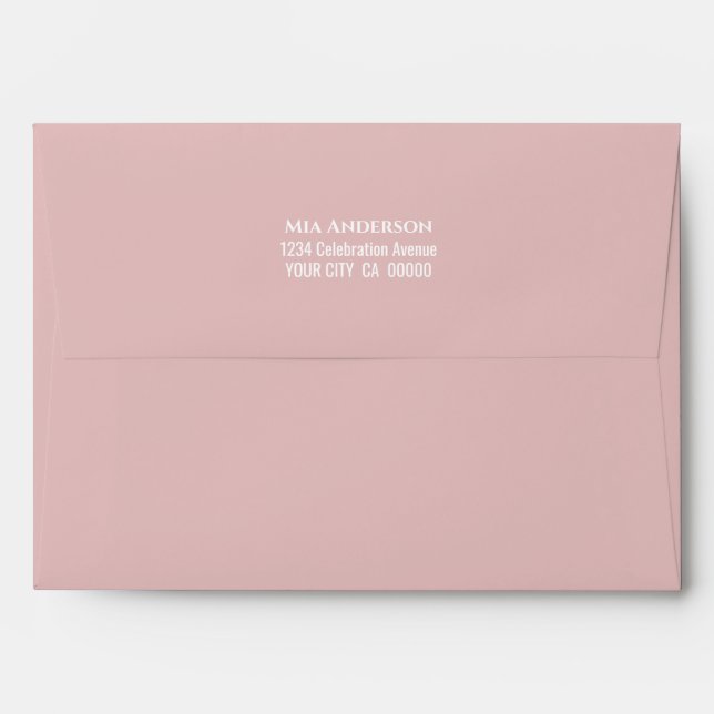 Simple Dusty Rose Return Addressed Invitation Envelope (Back (Top Flap))