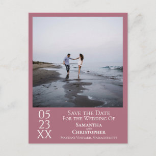 Simple Dusty Rose Wedding Save the Date Photo Postcard