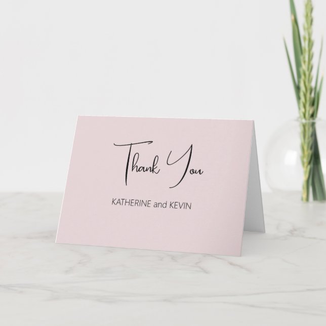 Simple Dusty Rose White Letterpress Thank You Card (Front)
