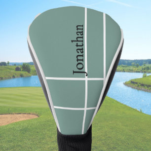 Simple dusty sage black minimalist custom name golf head cover