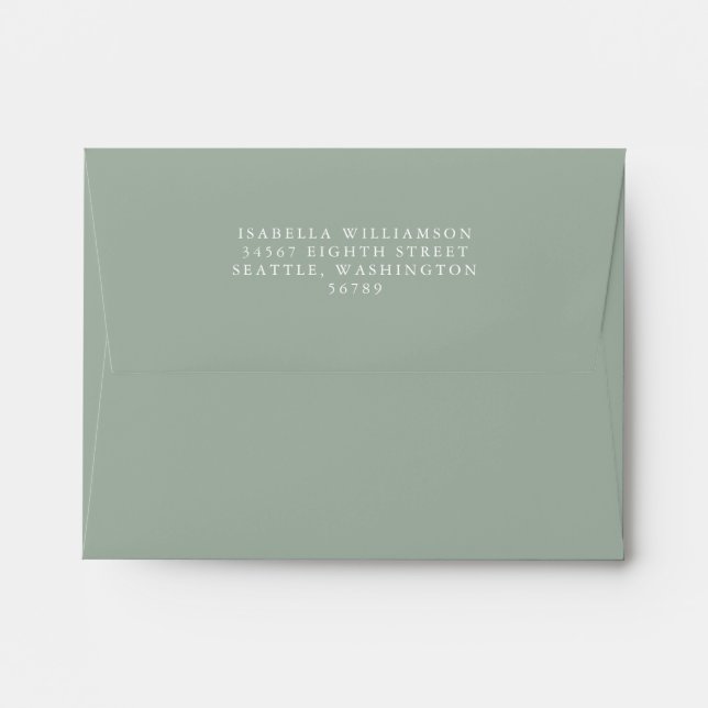 Simple Dusty Sage Green Return Address Note Card Envelope (Back (Top Flap))