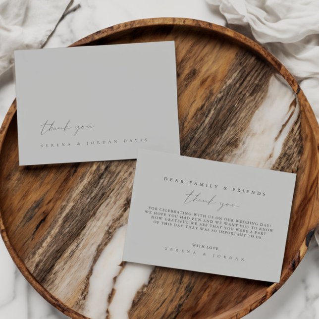 Simple Dusty Silver Blue Wedding Thank You Card (Simple Dusty Silver Blue Wedding Thank You Card)