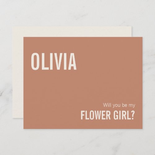 Simple Dusty Terracotta Flower Girl Proposal Card