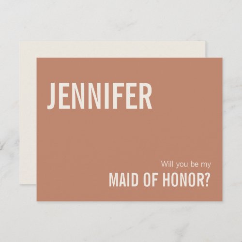 Simple Dusty Terracotta Maid of Honor Proposal Note Card