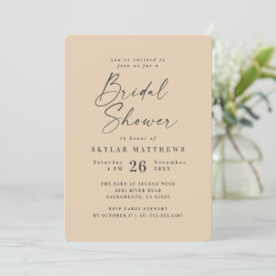 Simple Dusty Yellow Solid Color Bridal Shower Invitation