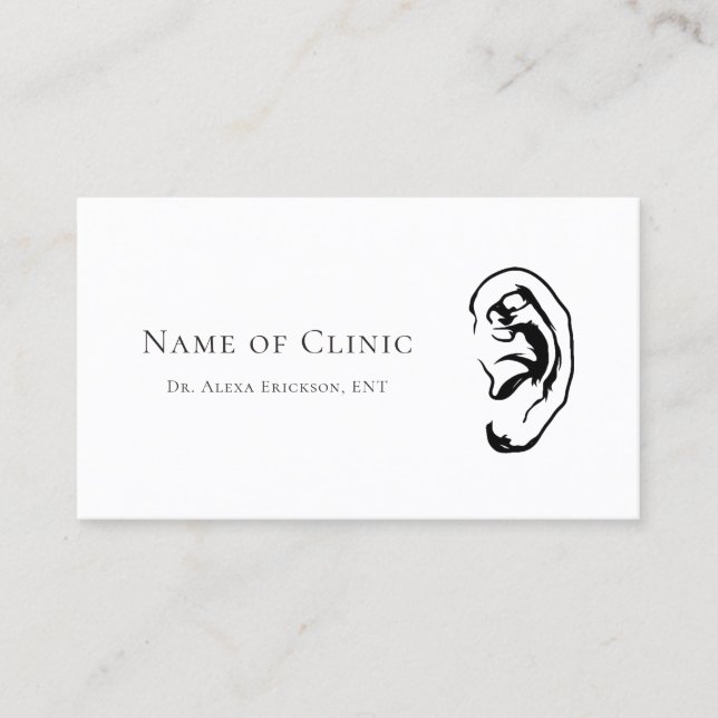 Simple Ear ENT Otolaryngologist Appointment Card (Front)