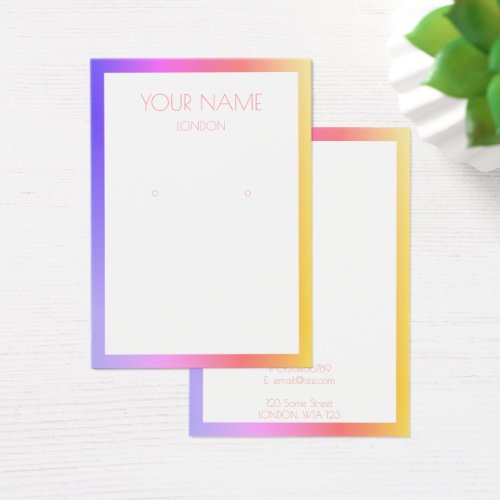 Simple earring display card with colorful border