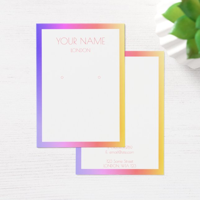 Simple earring display card with colorful border (Desk)