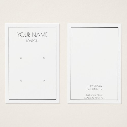 Simple earring display card with thin border