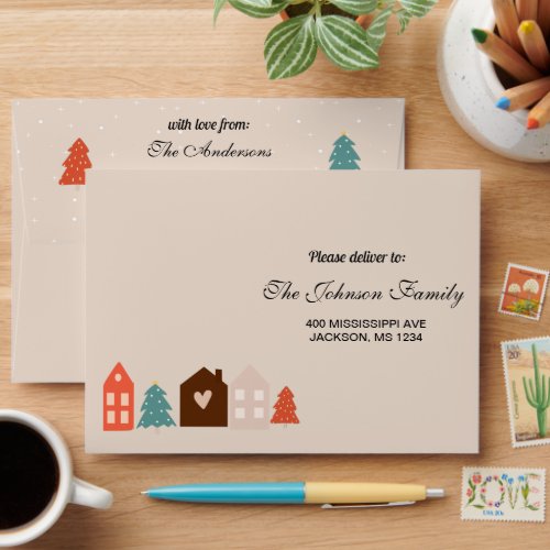 Simple Earth Tone Merry Christmas  Envelope