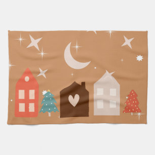 Simple Earth Tone Merry Christmas Kitchen Towel