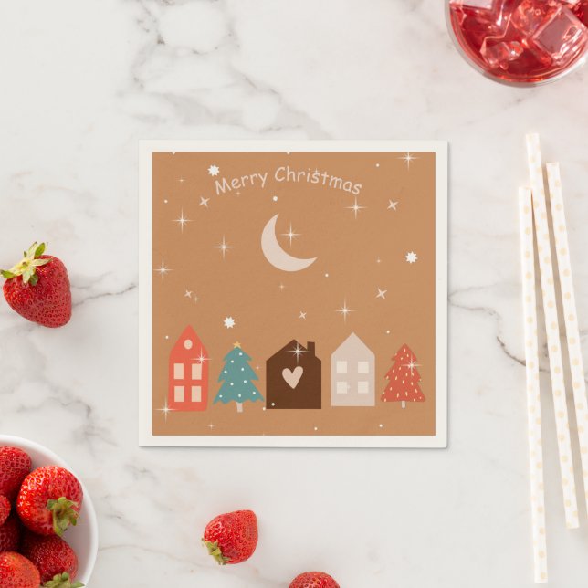 Simple Earth Tone Merry Christmas  Napkins (Insitu)