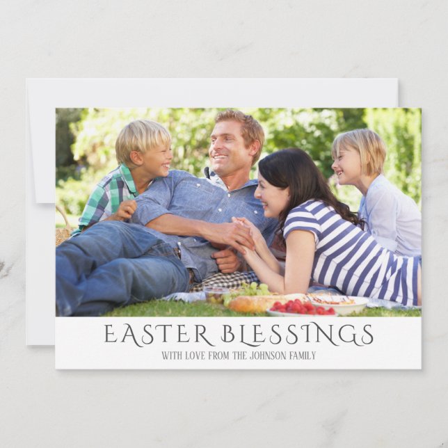 Simple Easter Blessings 1 Photo Holiday Card (Front)