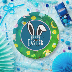 simple easter bunny cute stylish family paper plates