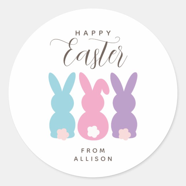 Simple Easter Bunny Personalized Sticker (Front)