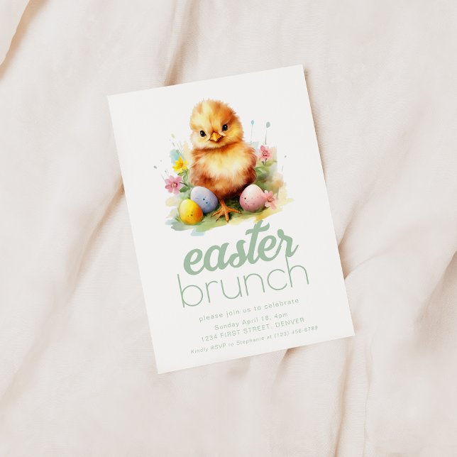 Simple Easter Dinner Invite Template with Chick (Creator Uploaded)