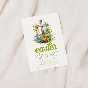 Simple Easter Dinner Invite Template with Cross