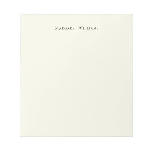 Simple Ecru Ivory White Cream Paper Personalized Notepad