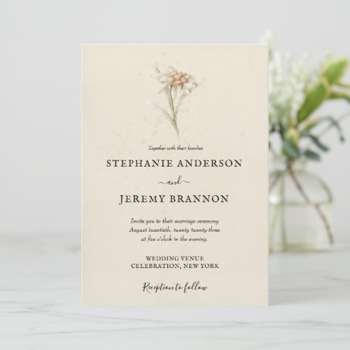 Simple Edelweiss Floral Wedding Invitation