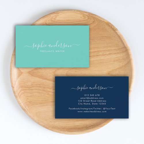 Simple Editable Background Color Elegant Script Business Card