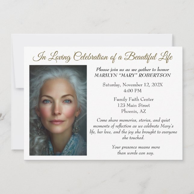 Simple Editable Celebration of Life Invitation (Front)