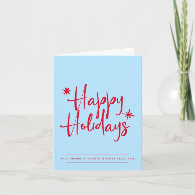 Simple Editable Color Happy Holidays Business Holiday Card (Front)