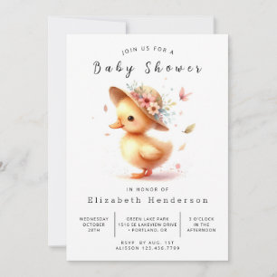 Simple Editable Duck Baby Shower Invitation