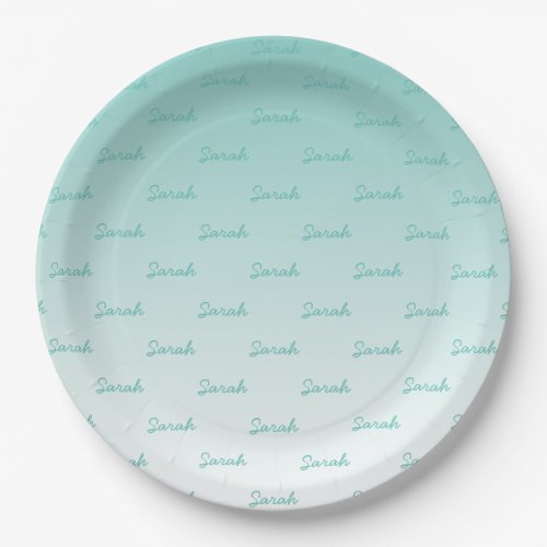 Simple Editable Name  Editable Any Color Ombre Paper Plates