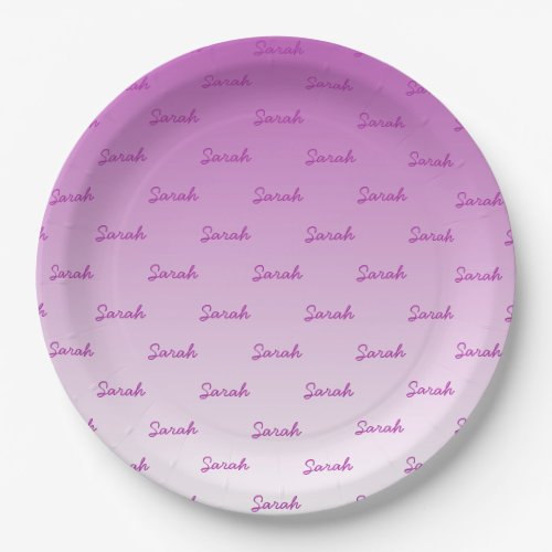 Simple Editable Name  Editable Any Color Ombre Paper Plates