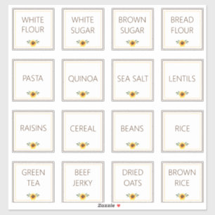 Simple Editable Sunflowers Kitchen Pantry Sticker