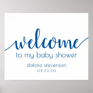 Simple Editable Welcome French Blue Any Event Poster