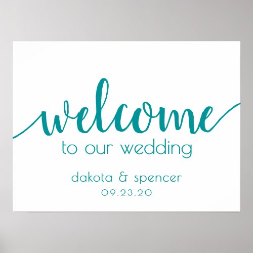 Simple Editable Welcome  Teal Aqua Any Event Poster