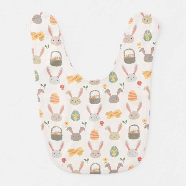 Simple Eggs and Bunnies Easter | Baby Bib (Front)