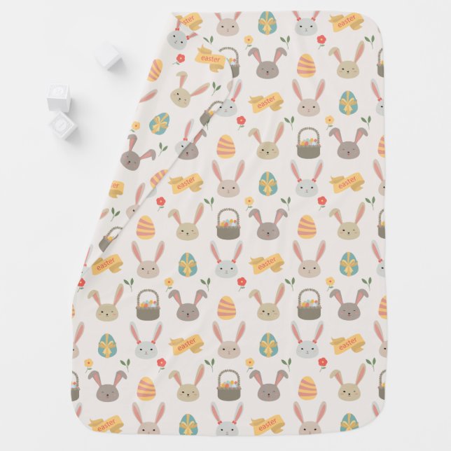 Simple Eggs and Bunnies Easter | Baby Blanket (In Situ)
