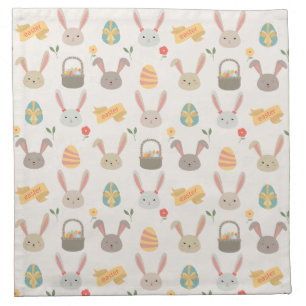 Simple Eggs and Bunnies Easter Cloth Napkin