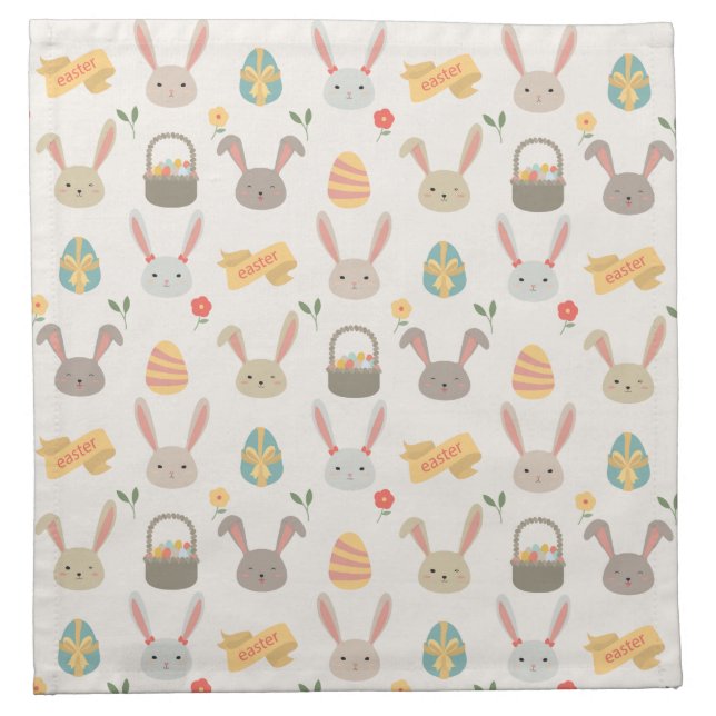 Simple Eggs and Bunnies Easter | Cloth Napkin (Front)