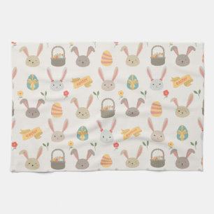 Simple Eggs and Bunnies Easter   Kitchen Towel