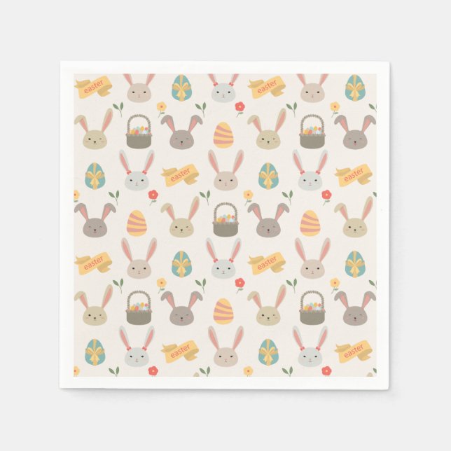 Simple Eggs and Bunnies Easter | Paper Napkin (Front)
