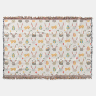 Simple Eggs and Bunnies Easter Throw Blanket