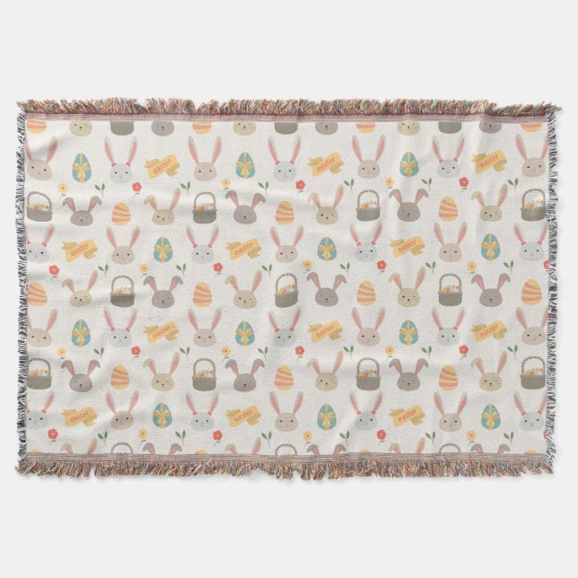 Simple Eggs and Bunnies Easter | Throw Blanket (Front)
