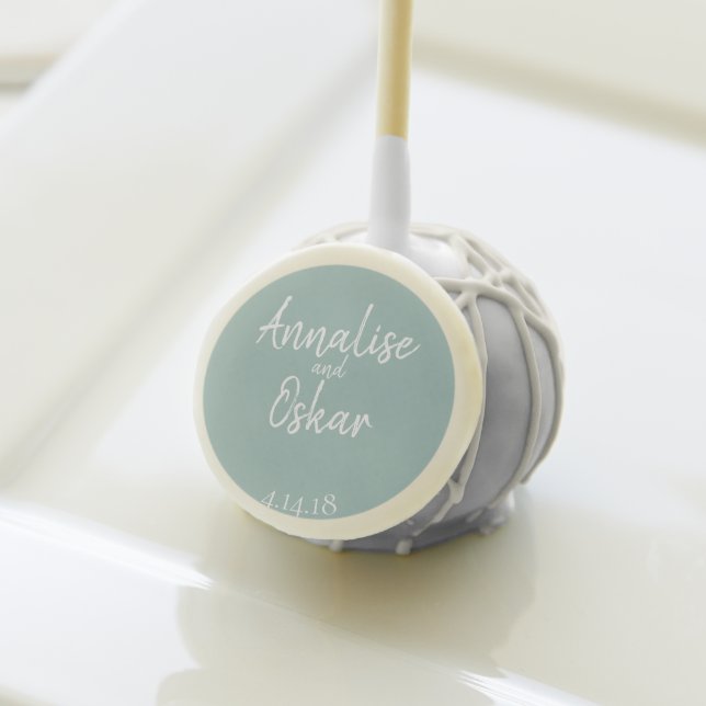 Simple Eggshell Blue Birch Wedding Cake Pops (Front Insitu)