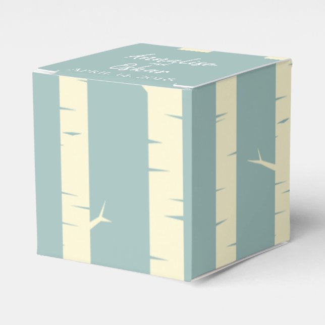 Simple Eggshell Blue Birch Wedding Favor Boxes (Front Side)