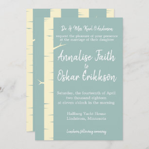 Simple Eggshell Blue Birch Wedding Invitation