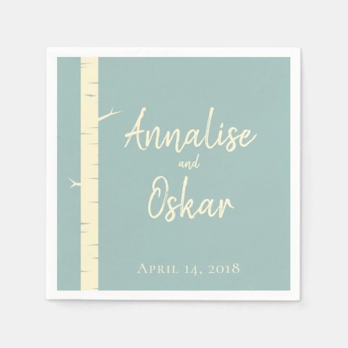 Simple Eggshell Blue Birch Wedding Table Napkins