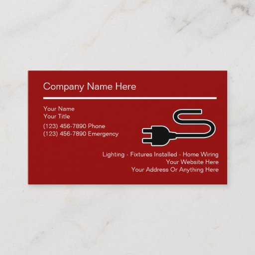 Customizable Simple Electrician Business Cards