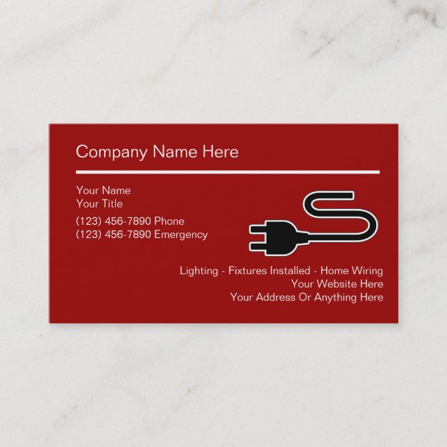 Simple Electrician Business Cards (Front)