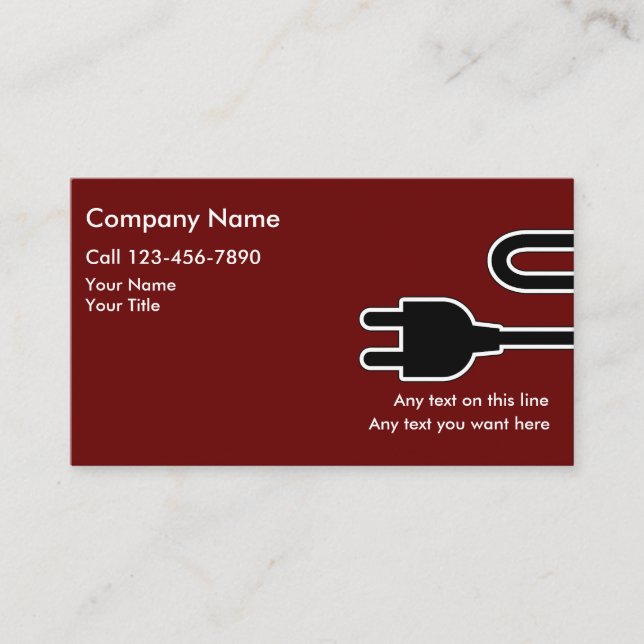 Simple Electrician Business Cards (Front)